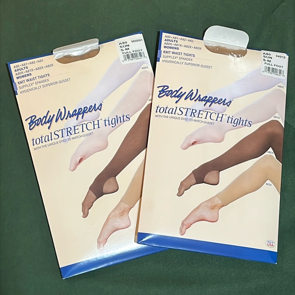 Bodywrappers footed tight adult sz S 
Suntan 2 pair NEW